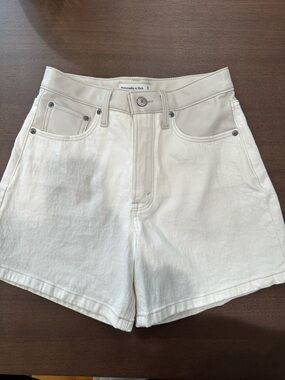 Abercrombie & Fitch Cream High-Rise Denim Shorts